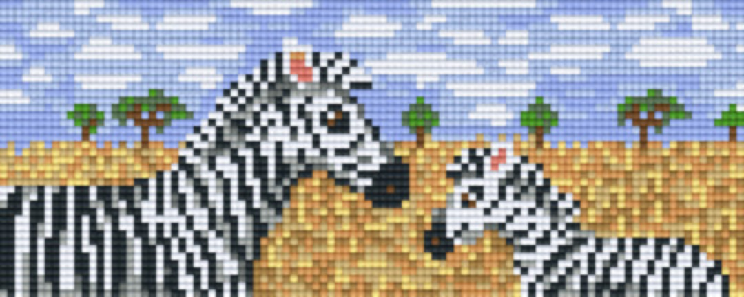 Zebra's Two [2] Baseplate PixelHobby Mini-mosaic Art Kits image 0
